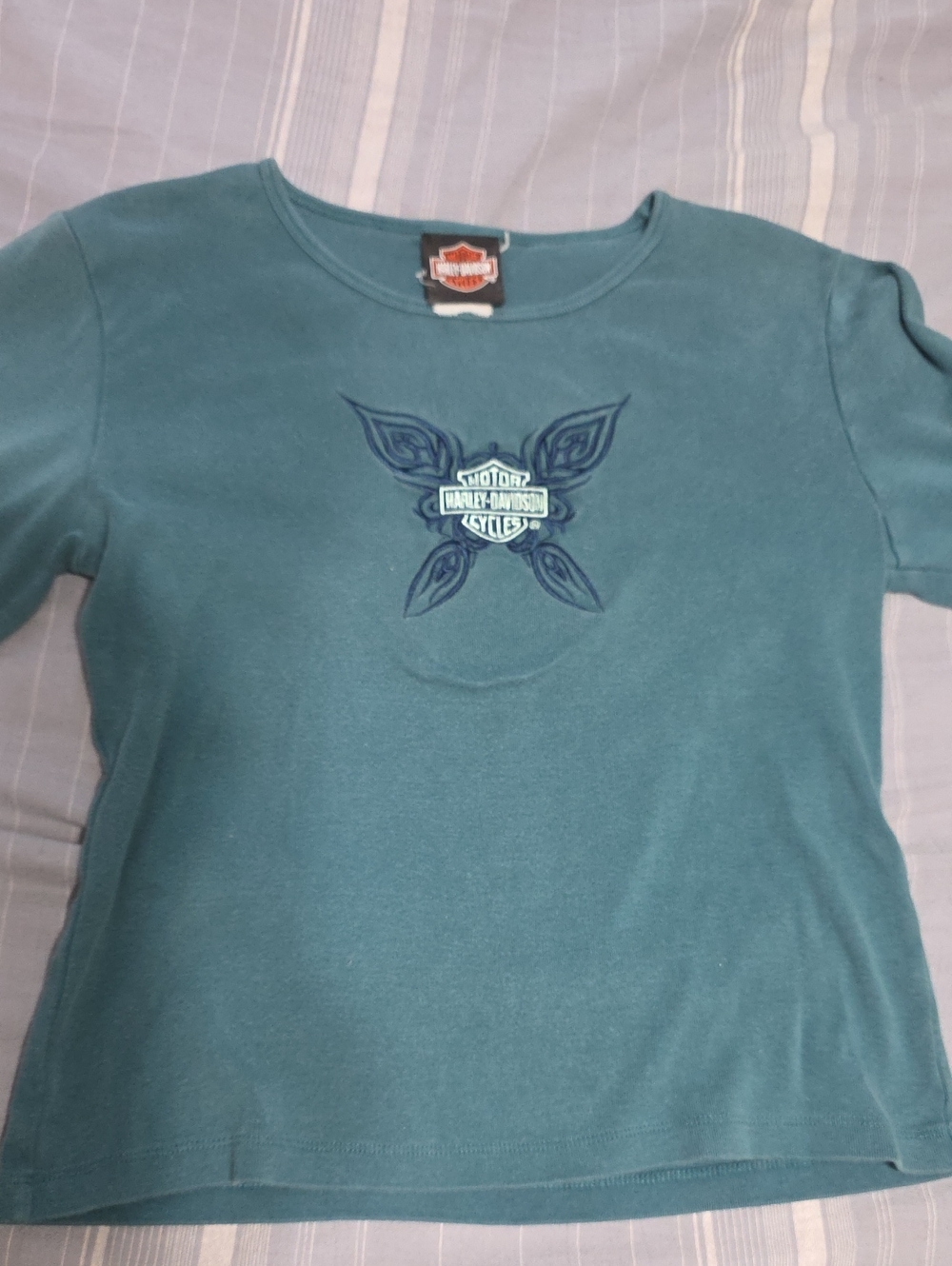 Harley-Davidson Teal Long Sleeve with Navy Logo